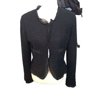 Larry Levine Signature Line black metallic steampunk retro wool blend blazer